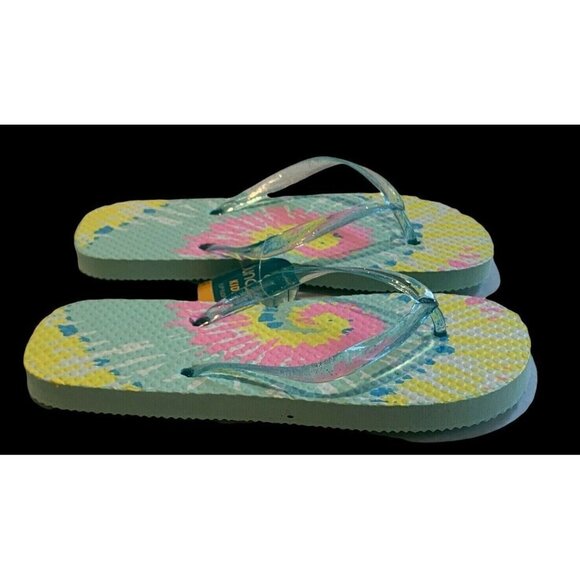 Juncture Kids Flip Flops Thong Sandals Size L 2/3 Outdoor Beach Ty Dye Casual - Picture 5 of 7